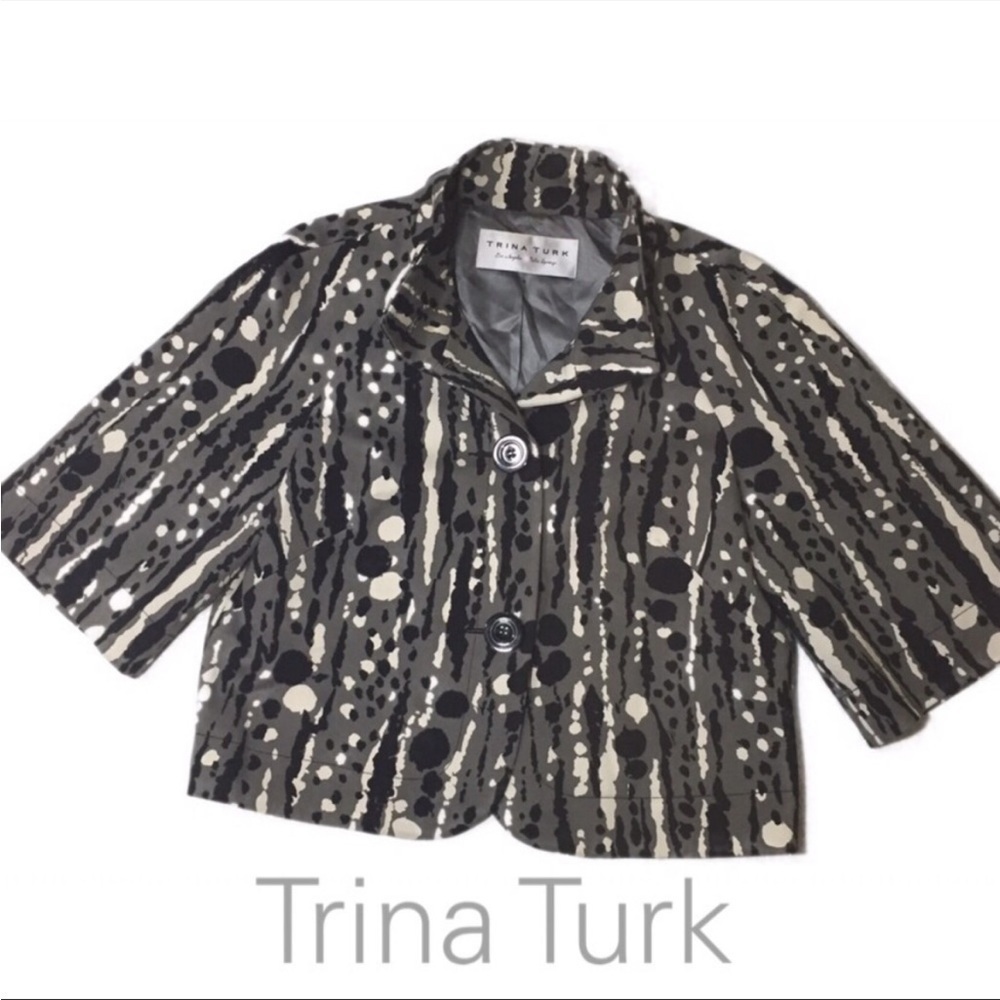 Trina Turk Mandarin Crop Blazer/Jacket Sz 2 EUC